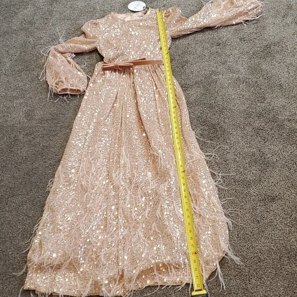 ANTONIO MELANI xNicola Bathie Nicola Sequin Belted Feathered A-Line 0 dress - Picture 12 of 16